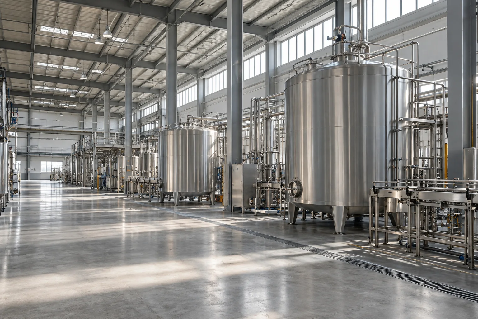 Illustrative manufacturing interior with precise steel equipment and orderly production lines